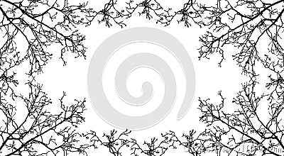 Frame from branches tree, silhouette of branch rowan tree. Vector illustration. Applied clipping mask Vector Illustration