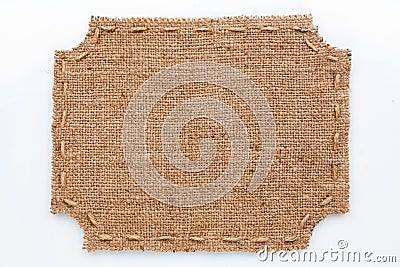 Frame of burlap, lies on a white background Stock Photo