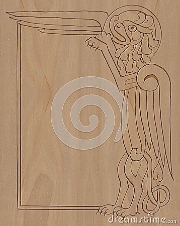 Carved wooden frame celtic style Stock Photo