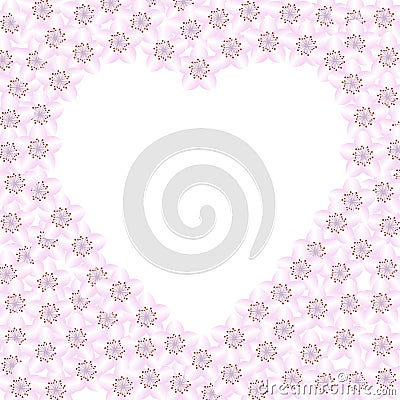 Frame cherry blossom heart Vector Illustration