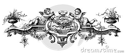 Frame with cherubs | Antique Design Illustrations Cartoon Illustration