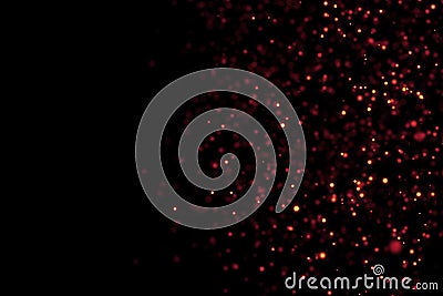 Frame of christmas digital glitter sparks golden and red particles vertical strips flowing on black background, holiday event Stock Photo