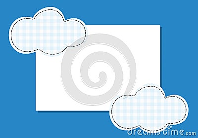 Frame cloud patch suture thread on a blue background Vector Illustration