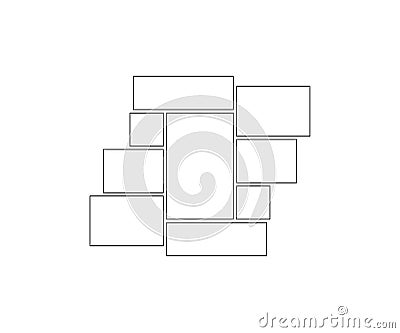 Frame collage from square and rectangle shape for photo, image template line set. Mood board layout, background. Gallery Vector Illustration
