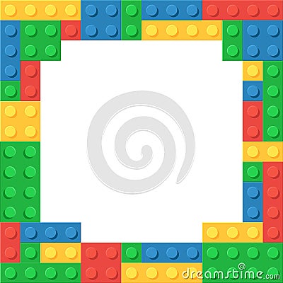 Frame of colored plastic blocks Vector Illustration