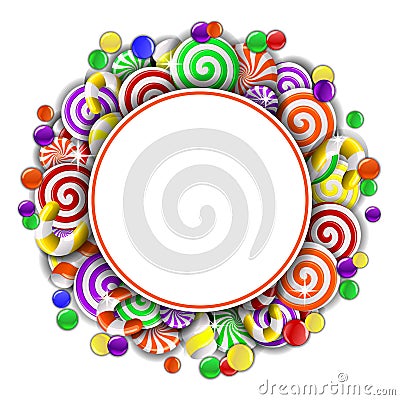 Frame with colorful candies Vector Illustration