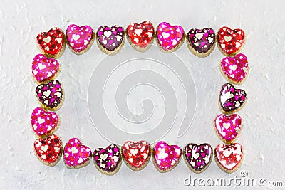 Frame colorful heart patterns Stock Photo