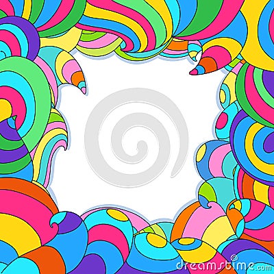 Frame with colorful swirls and waves. Vector Illustration