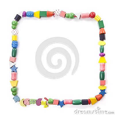 Frame colorful wooden beads toy Stock Photo