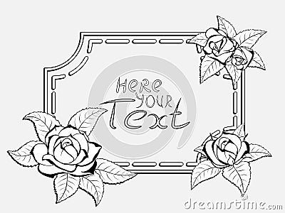 Frame for congratulation with roses Vector Illustration