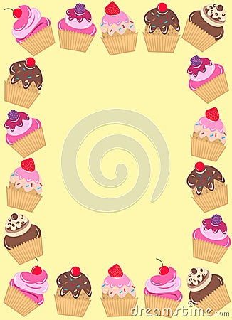 a frame of cupcakes Vector Illustration