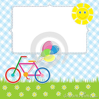 Frame with cute bike Vector Illustration