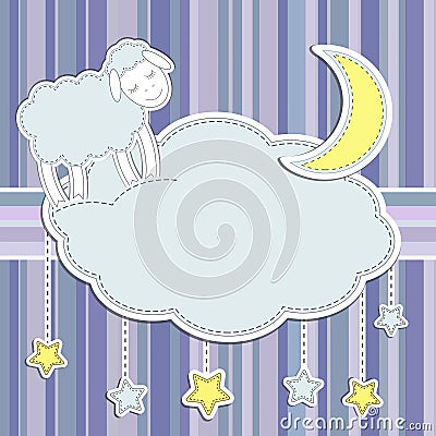 Frame with cute sheep Vector Illustration