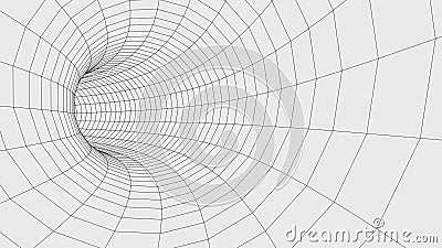 Frame cyber futuristic speed tunnel. Sci-fi wormhole. Abstract 3D wireframe portal with connections lines and dots. Data flow. Vector Illustration