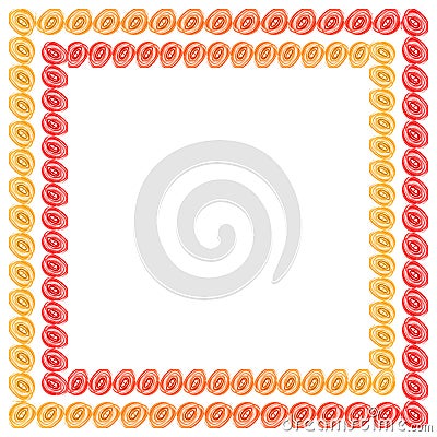 Frame for design congratulations with a pattern of elements with a gradient fill from yellow to red. Vector Illustration