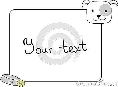 Frame, design element with a cute English bulldog dog Vector Illustration