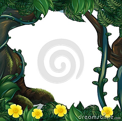 Frame design with flowers and trees