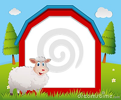 Frame design with white sheep Vector Illustration