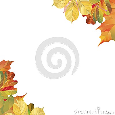 A frame of different autumn leaves. Ready template for your design. Vector illustration Stock Photo