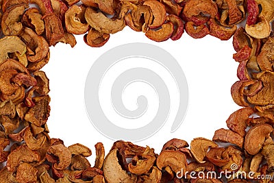 Frame of dried slices apples Stock Photo