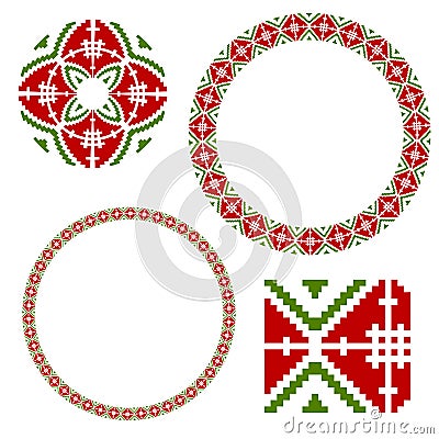 Frame with elements of national Ukrainian embroidery. Vector Illustration
