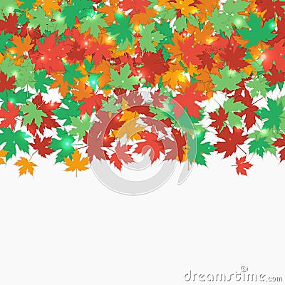 Frame fallen maple leaves. Autumn background. Vector illustration. Cartoon Illustration