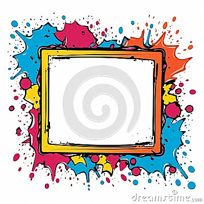 Colorful And Bold Comic Frame With Splatter - Pop Art Style Stock Photo