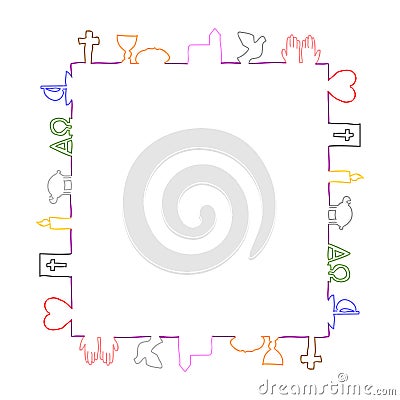 Frame made of christian symbols. Stock Photo