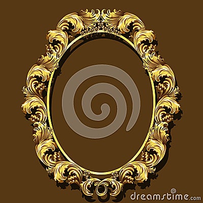 Frame gold color with shadow Vector Illustration