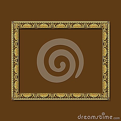 Frame gold color with shadow Vector Illustration