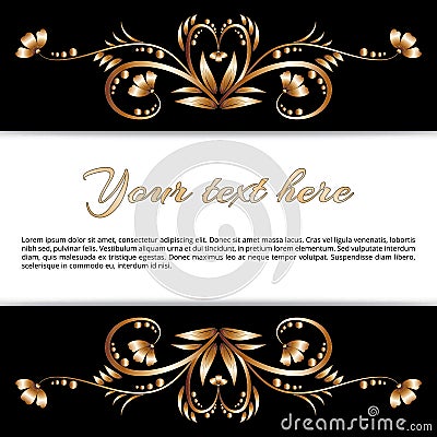 Frame of gold floral motifs Vector Illustration