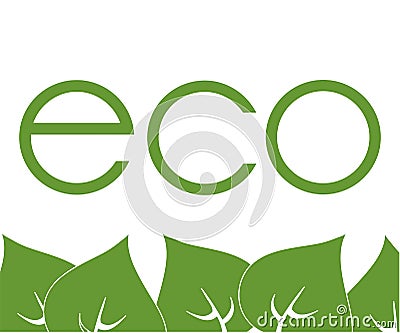 Frame of green leaves around labels eco Vector Illustration