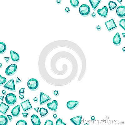 Frame of green sparkle gemstones Vector Illustration