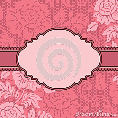 Frame with lace flowers Vector Illustration