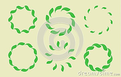 Frame of the leaf. Circle of leaves. Organic green abstract logo. Vector isolated eco border collection. Vector Illustration