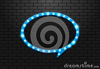 Frame light retro circle balloon on background brick Vector Illustration