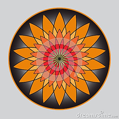 Frame with lotus orange tone Vector Illustration