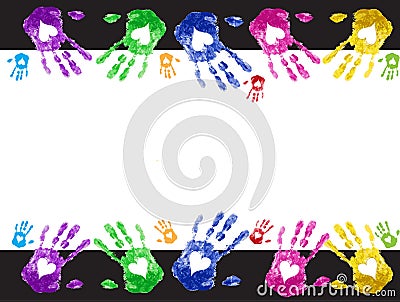Frame with love hand prints vector background Vector Illustration
