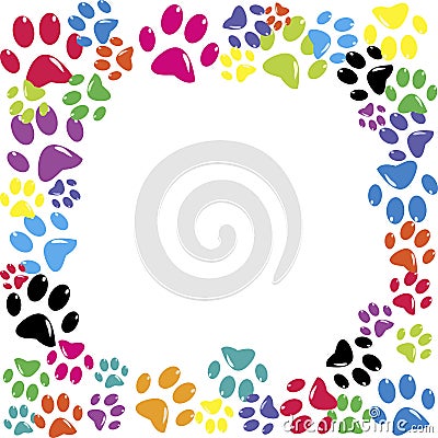 Frame made of animal paws Vector Illustration