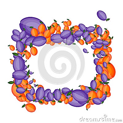 Frame made from apricots and plums for your design Vector Illustration