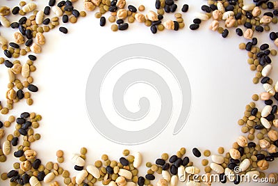 Frame made of assorted legumes Stock Photo