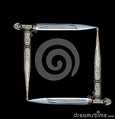 Frame made of daggers Stock Photo