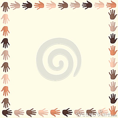 Frame made from multicultural hands Vector Illustration