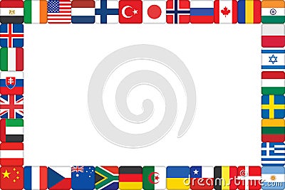 Frame made of world flag icons Vector Illustration