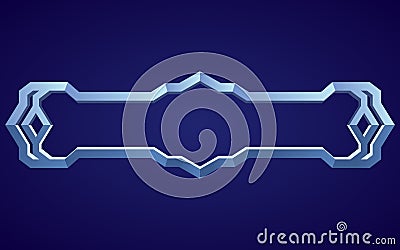 Frame medieval game ui. Empty rectangle frame in old style, interface element. Metallic banner or decorative border Vector Illustration