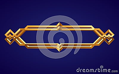 Frame medieval game ui. Empty rectangle frame in old style, interface element. Metallic banner or decorative border Vector Illustration