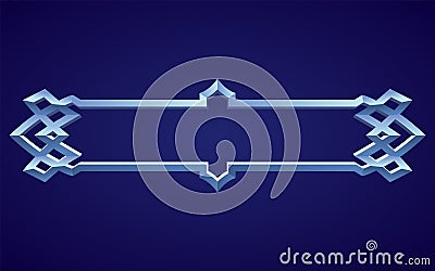 Frame medieval game ui. Empty rectangle frame in old style, interface element. Metallic banner or decorative border Vector Illustration