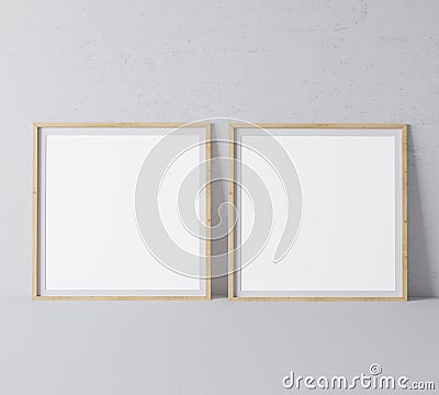 Frame mock up, Square wooden empty frames in modern minimal design Stock Photo