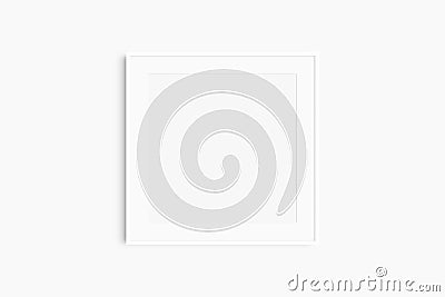 Frame mockup 1:1 square. Single thin white frame mockup. Clean, modern, minimalist, bright. Square frame mockup with a mat opening Stock Photo