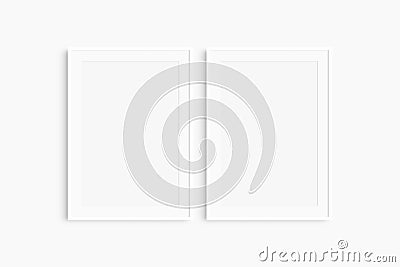 Frame mockup 5x7, 50x70, A4, A3, A2, A1. Set of two thin white frames. Gallery wall mockup, set of 2 frames. Stock Photo